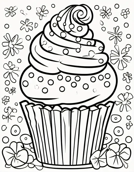 Coloring: Sweet Sprinkles Rainbow Cupcakes