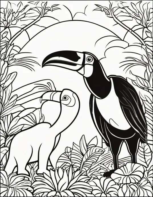 Color Jungle Elephant and Toucan Friends