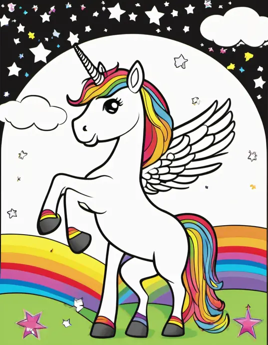 Colorful Unicorn Rainbow Adventure Scene
