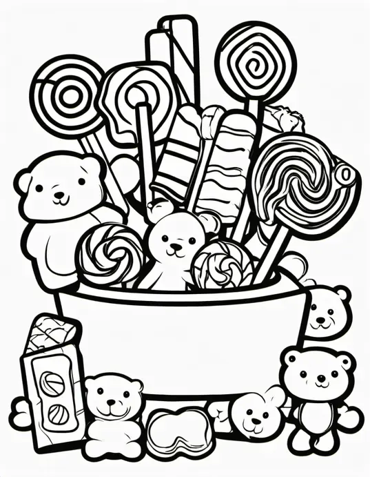 Sweet Candyland Coloring Page for Kids