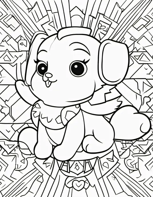 Celebrate Unicorn Birthday Party Coloring Scene
