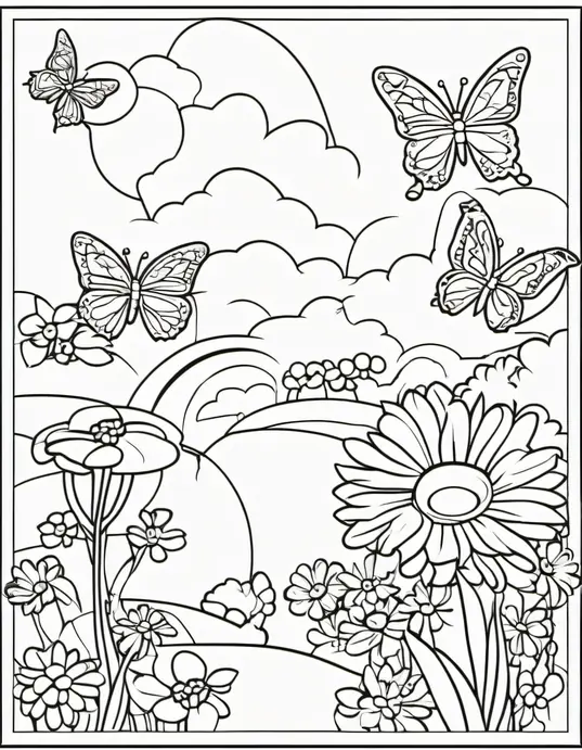 Sunny Day Butterfly Coloring Page