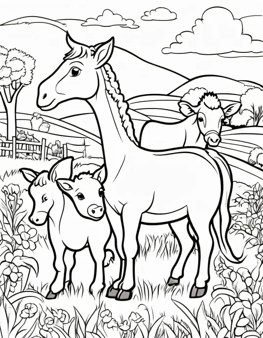 Color Farm Animals Playtime in a Sunny Meadow