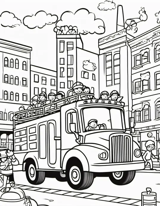 Color and Discover: Fire Truck Parade Scene