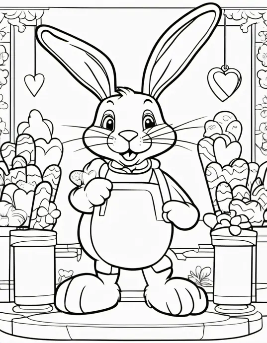 Sweet Valentine's Day Bunny Coloring Page
