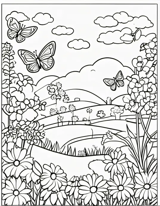 Sunny Day Butterfly Coloring Page
