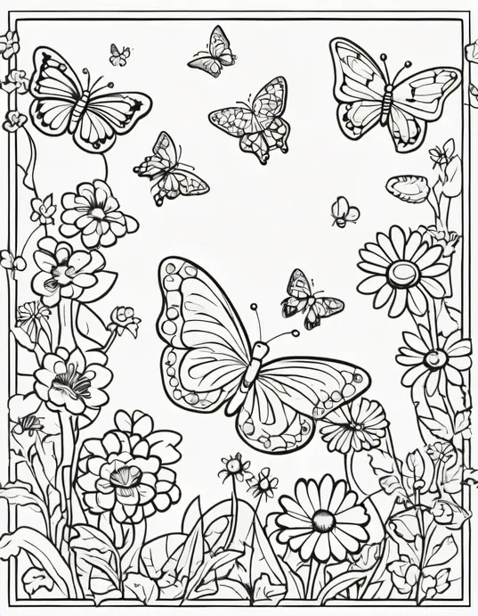 Butterfly Garden Coloring Patterns for Kids