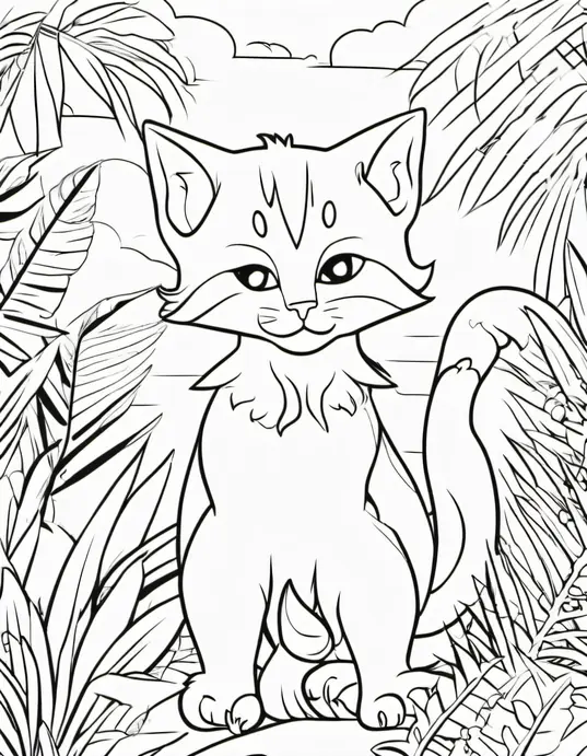 Colorful Kitten Playtime Jungle Scene
