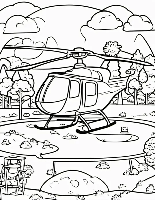 Color Vibrant Helicopter Playground Scene