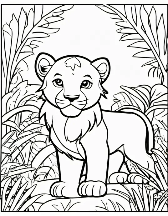 Colorful Lion Cub Playground Jungle Scene