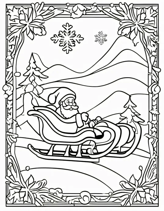 Santa's Magical Snowflake Coloring Page