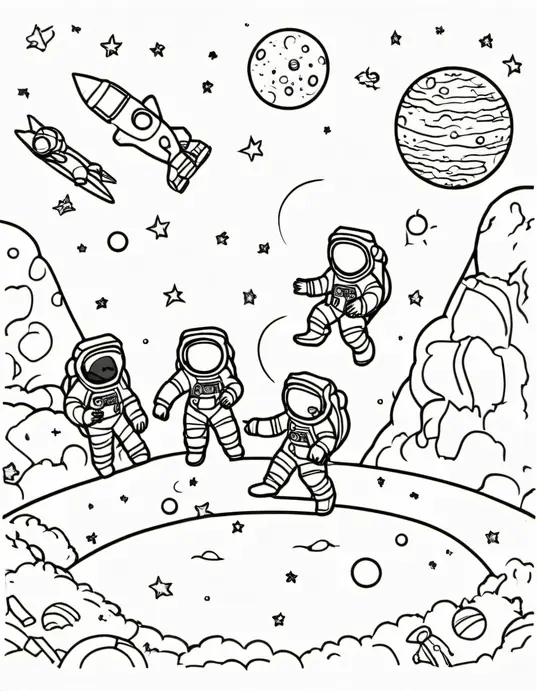 Space Adventure: Coloring Astronauts on Moon Playground
