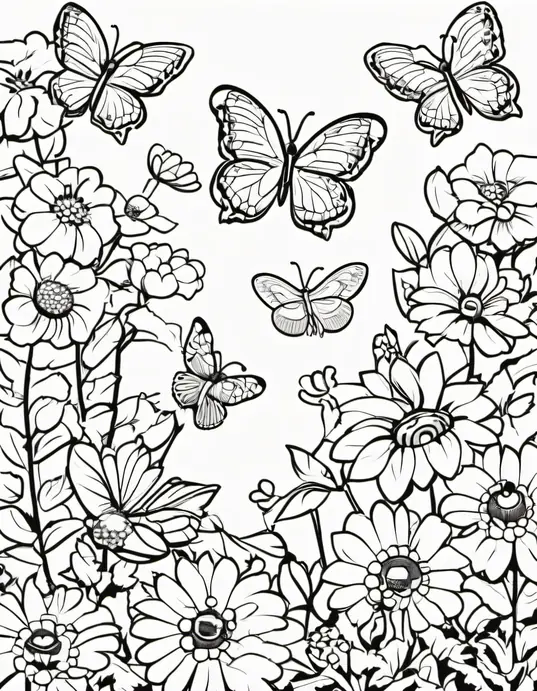 Butterfly Garden Coloring Patterns for Kids