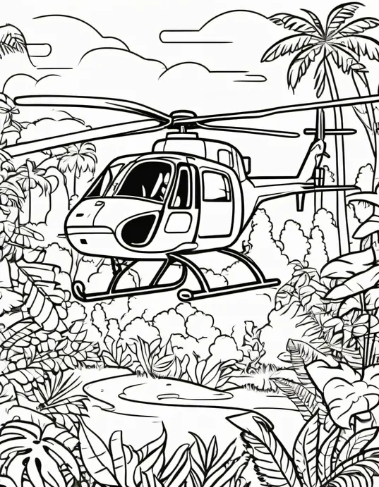 Color and Explore: Jungle Helicopter Rescue Adventure