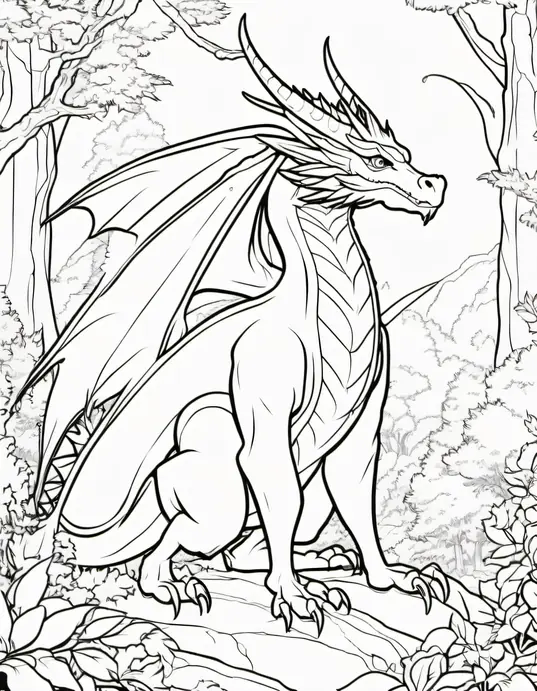 Anime Style: Color-in Peaceful Forest Dragon
