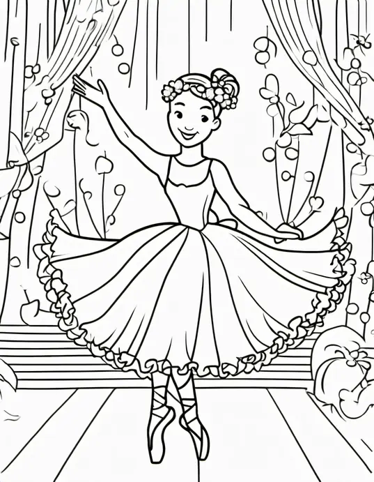 Colour a Joyful Ballerina Party Scene