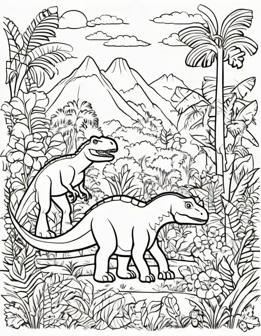 Dino Rainforest Coloring Adventure