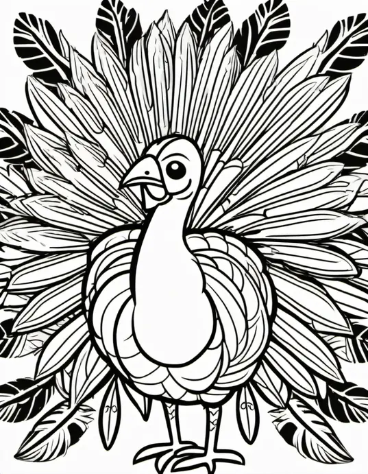 Turkey Feather Rainbow Coloring Page