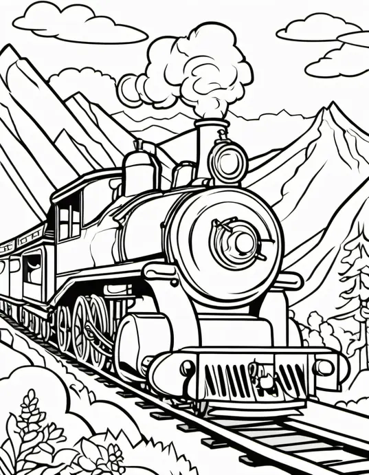 Colorful Steam Train Journey Through Mountain Tunnels