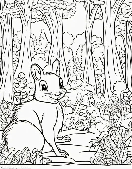 Sunny Forest Animal Coloring Page