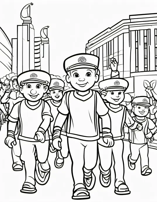Colorful Olympic Mascot Parade Scene