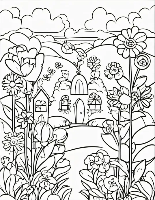Color Heart-Shaped Flowers Garden for Kids