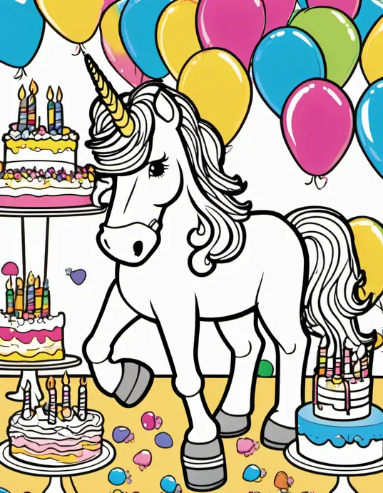 Colorful Unicorn Birthday Party Scene for Kids