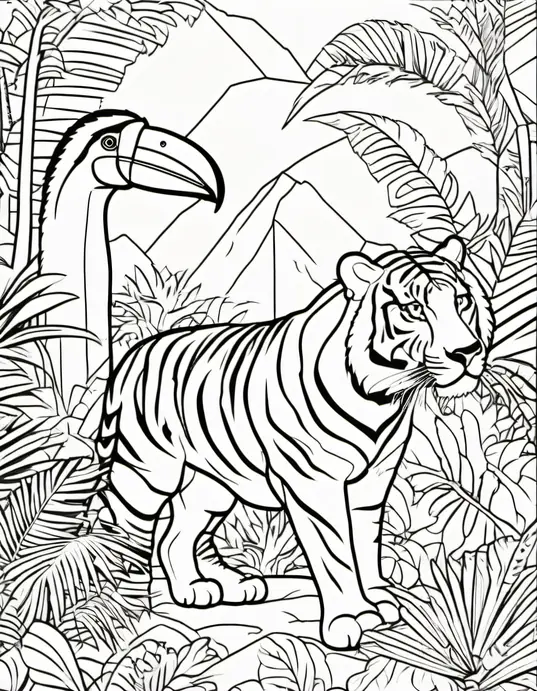 Exotic Jungle Animal Coloring Page