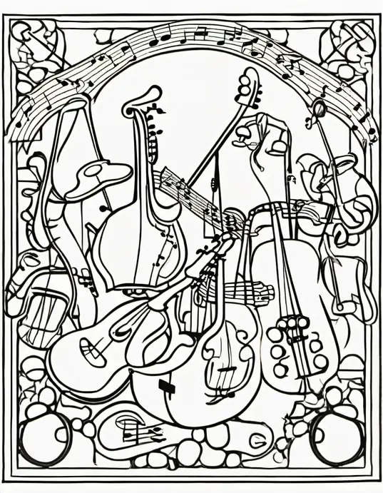 Color & Play: Rainbow Symphony Musical Instruments Scene
