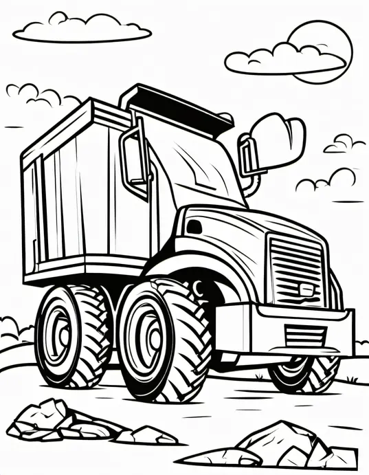 Exciting Digging Truck Coloring Page