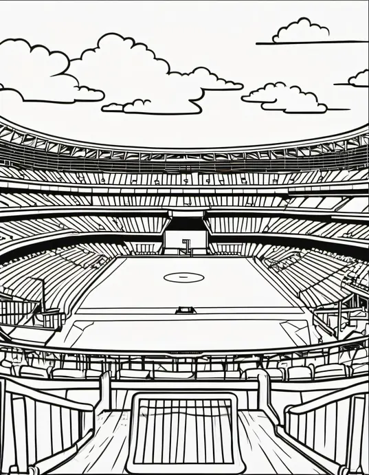 Exciting Baseball Stadium Coloring Page for Kids
