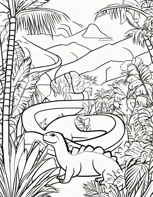 Colorful Jungle Serpent Safari Scene