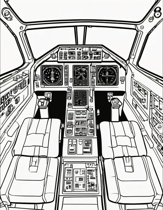Colorful Cockpit Coloring Page for Little Pilots