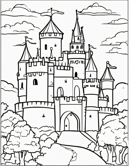 Sweet Valentine's Day Castle Coloring Page for Kids