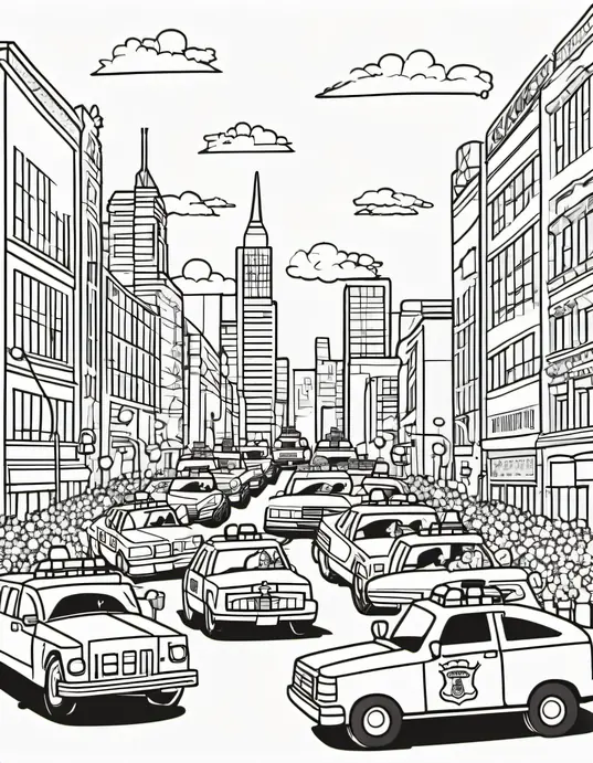 Color and Play: Police Car Parade Scene