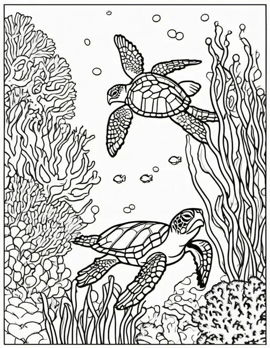 Color and Discover Underwater Turtle Friends