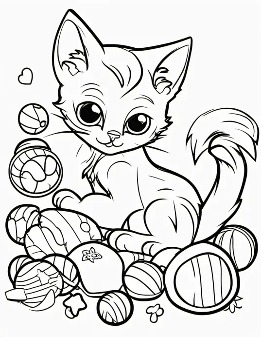 Colorful Kitten Playtime Scene for Kids