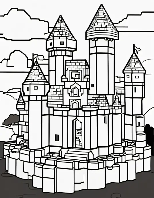 Minecraft Castle Coloring Page for Kids