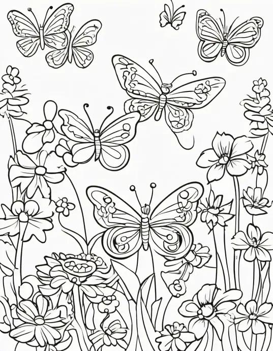 Butterfly Garden Coloring Patterns for Kids