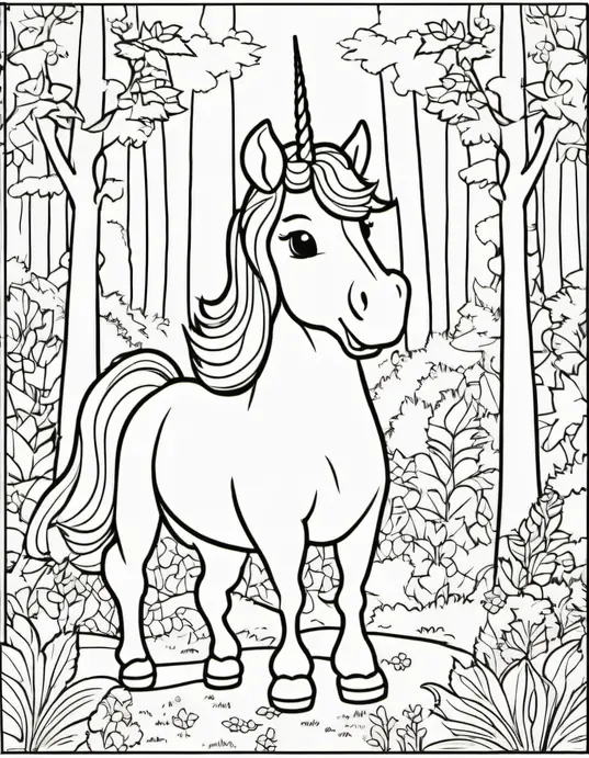Colorful Unicorn Forest Adventure Scenes for Kids