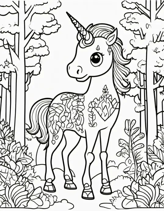 Colorful Unicorn Monster Forest Scenes for Kids