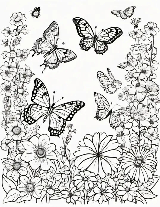 Butterfly Garden Coloring Patterns for Kids