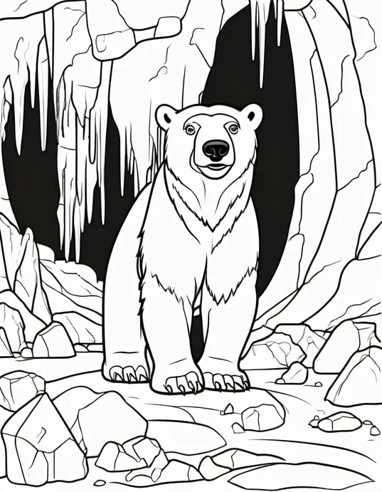 Polar Bear Coloring Adventure in Icy Cave
