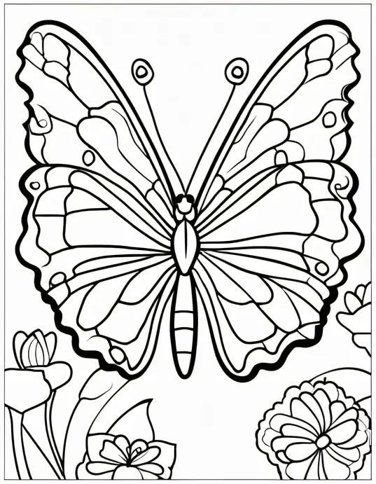 Heart-Shaped Butterfly Coloring Page for Valentine's Day