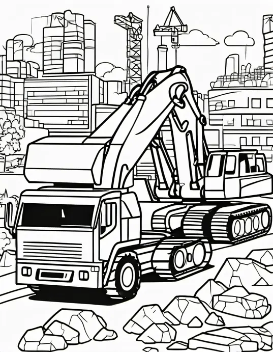 Exciting Excavator and Crane Coloring Adventure