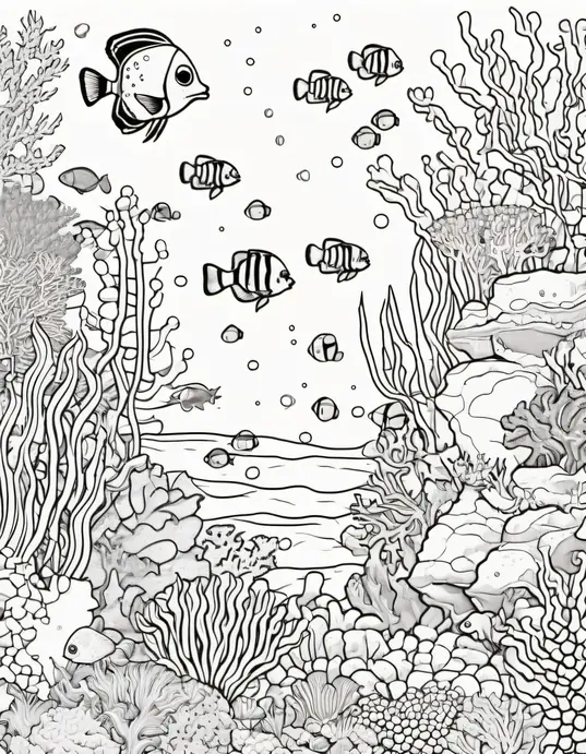Pixel Art: Underwater Sea Creature Coloring Scene