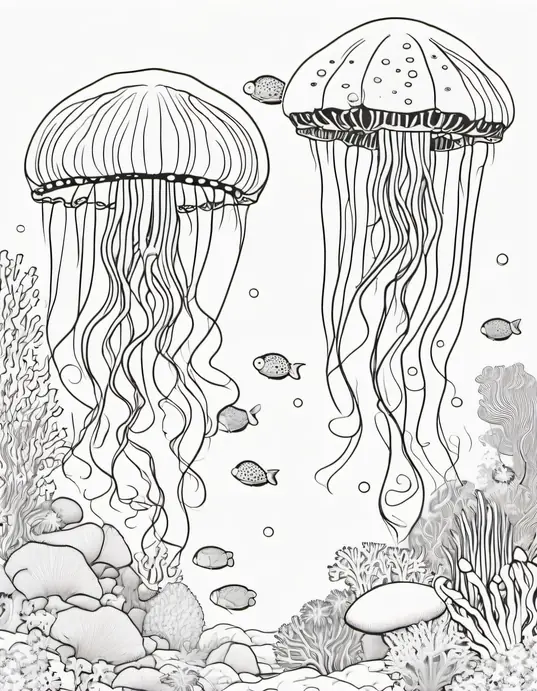 Color Underwater Friends: Jellyfish and Starfish Cove