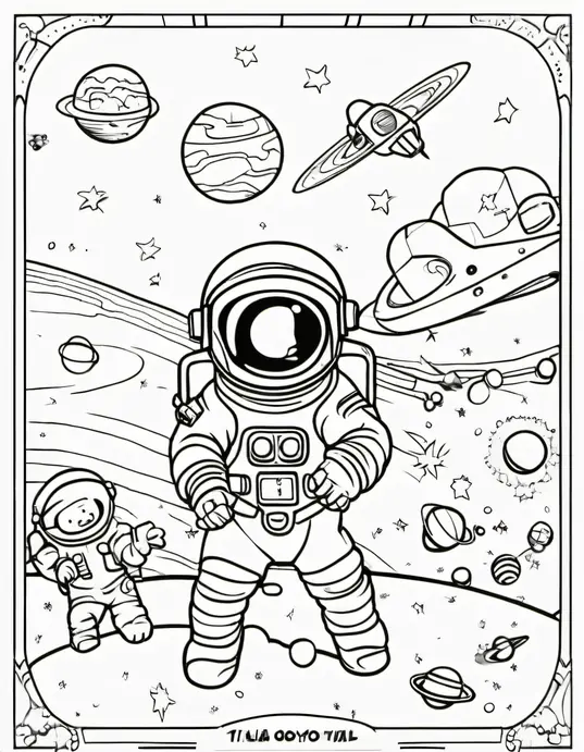 Color and Explore: Space Astronaut Playtime Scene