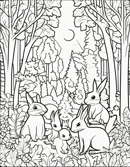 Autumn Leaves Forest Coloring Page for Kids