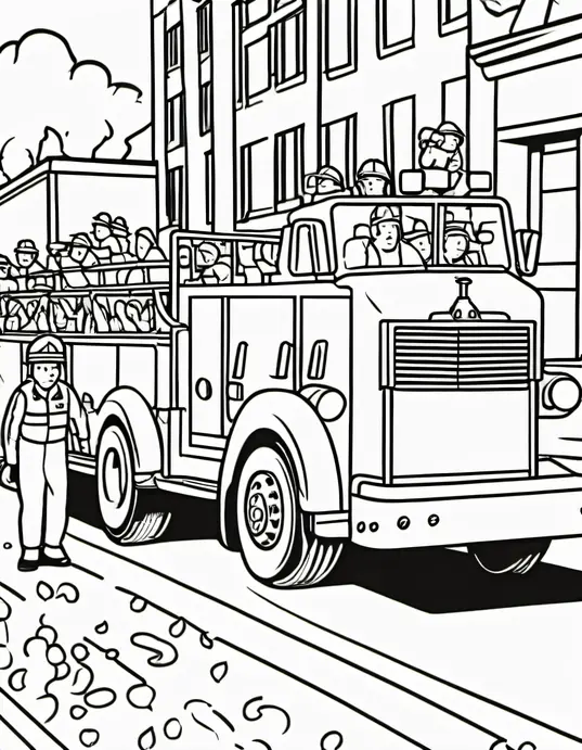 Color and Explore: Fire Truck Parade Scene